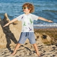 thumbnail image 3 of FORMRS Boys Rash Guard with Short Sleeves UPF 50+ Swim Shirts Sizes 3-12T, Purple Birds, 3 of 6