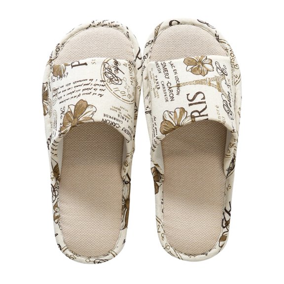 Women Men Anti-slip Cotton Linen Home Slippers Shoes Indoor Open Toe Flat Flip Flops