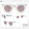 thumbnail image 2 of Womens Art Nouveau Deco Thick Plastic Horn Rectangle Sunglasses White - Brown, 2 of 8