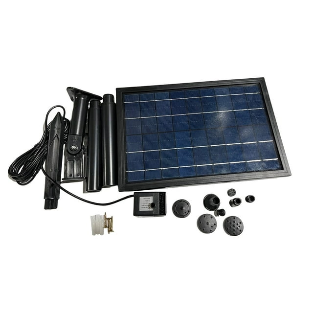Bearachild Fuente de agua solar, bomba de cascada para exteriores, mejorada, 1,5 W, 4 boquillas, decoración, estanque, patio, jardín, pecera, Jardín y Patio 2W