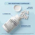 thumbnail image 3 of Superior Labs 100% Pure L-Lysine Amino Acid Supplements Vegetable Capsules 500mg, Gluten-Free, 120 Count, 3 of 8