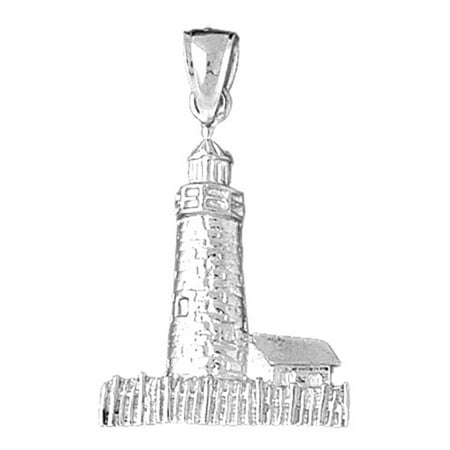 18K White Gold Pemaquid Point Maine Pendant - 33 mm