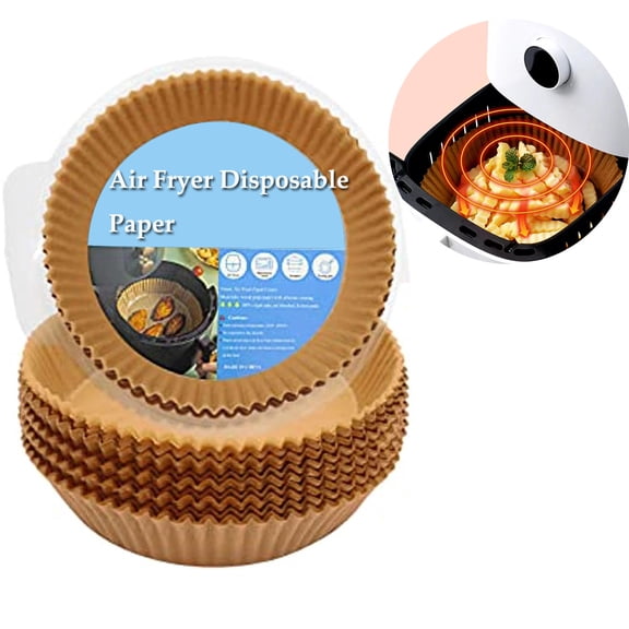 Air fryer disposable paper lining, air fryer paper, non-stick parchment, suitable for frying, baking, cooking, baking and microwave oven-unbleached, oil-proof (1PCS,7.9 inches)
