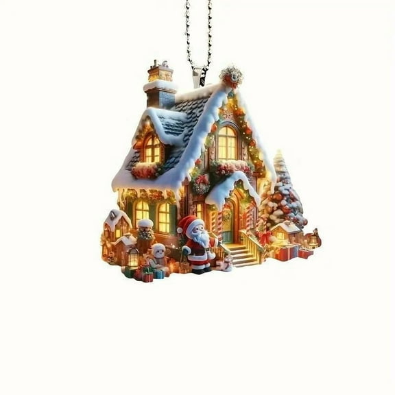 2025 Christmas House Acrylic Hanging Ornaments, Christmas Tree Ornaments, Christmas House Hanging Ornament Decorated Miniature for Home Hoilday