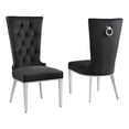 thumbnail image 1 of Chaises Latérales Rembourrées en Velours Noir avec Acier Inoxydable, Ensemble de 2, 1 of 2
