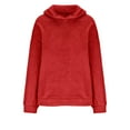 thumbnail image 4 of RYDCOT Fleece Sweatshirts for Women Casual Long Sleeve Fuzzy Plush Tops Solid Color Hooded Sweatshirt Women Pullover tops Blouse with Pockets Clearance, 4 of 6