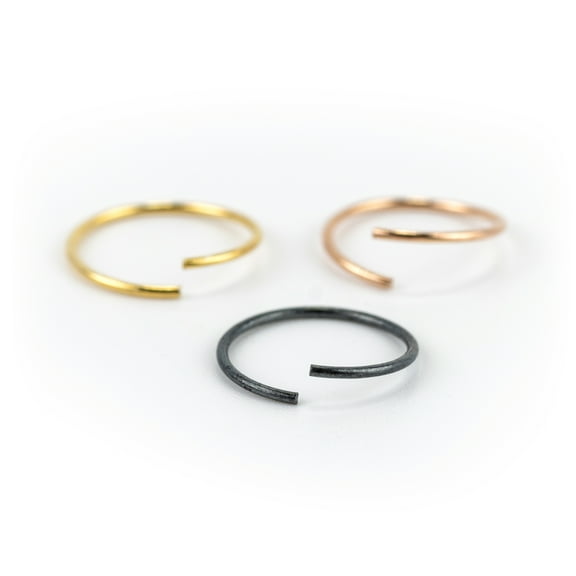 Claire's Women's Sterling Silver 22G Mixed Metal Hoop Nose Rings, Bar Closure, 3 Pack, 65193