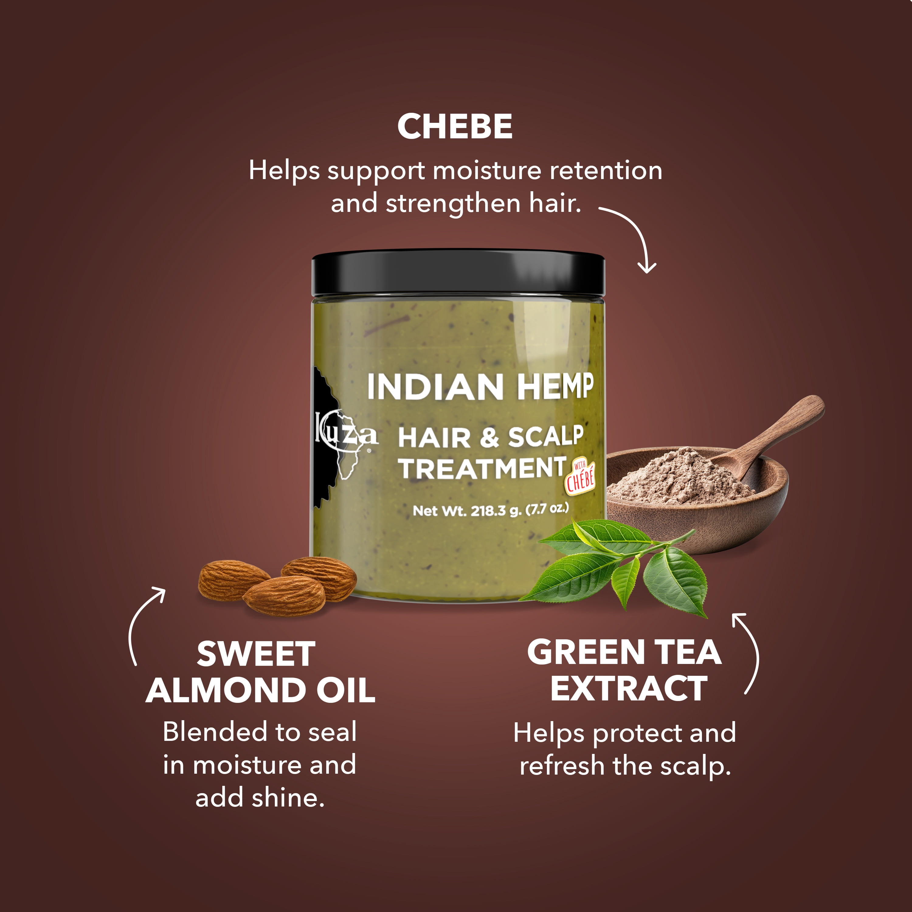 (3 pack) Kuza Indian Hemp with Chebe Hairdress & Scalp Treatment, 7.7 oz
