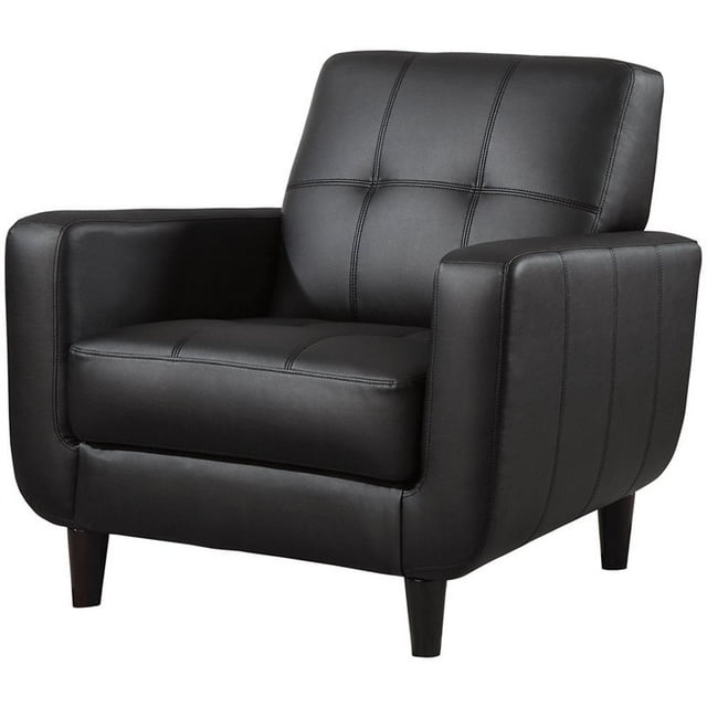Bowery Hill Chaise d'Appoint Touffetée en Faux Cuir Noir