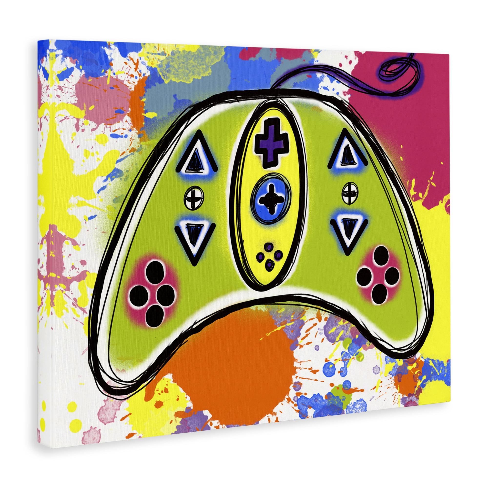 Stupell Industries Modern Pop Controller Novelty Painting Gallery Wrapped Canvas Art Print Wall Art, 30 x 24