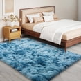 thumbnail image 5 of Javonne Fluffy Shag Rug for Bedroom,5'x7' Soft Shaggy Fuzzy Area Rugs for Living Room,Cute Furry Plush Kids Rugs Nursery Dorm Boys Girls Bed Room Carpets,Tie-dye Peacock Blue, 5 of 8