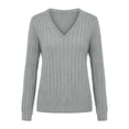 thumbnail image 7 of SHTXOZHI Women's Long Sleeve Tops Trendy Pullover Knitted V-Neck Shirts Casual Solid Color Fall Winter Base Layer Sweaters, 7 of 7