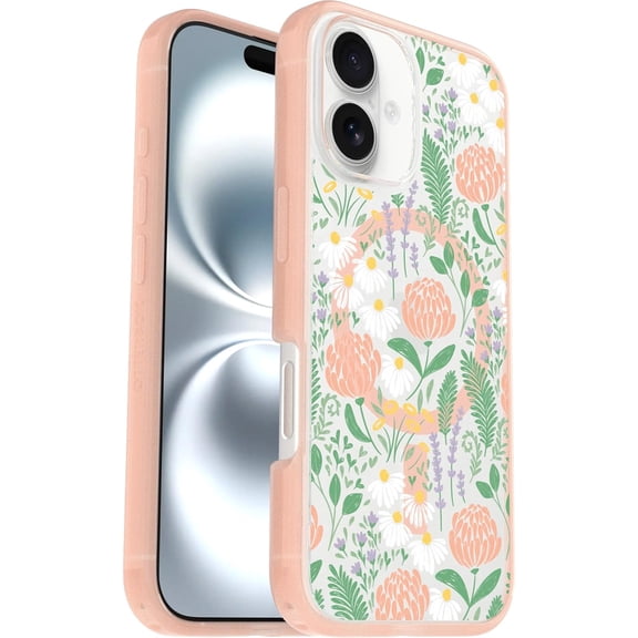 Restored OtterBox SYMMETRY SERIES Clear Case for MagSafe iPhone 16 - Peachy Bloom (Refurbished)