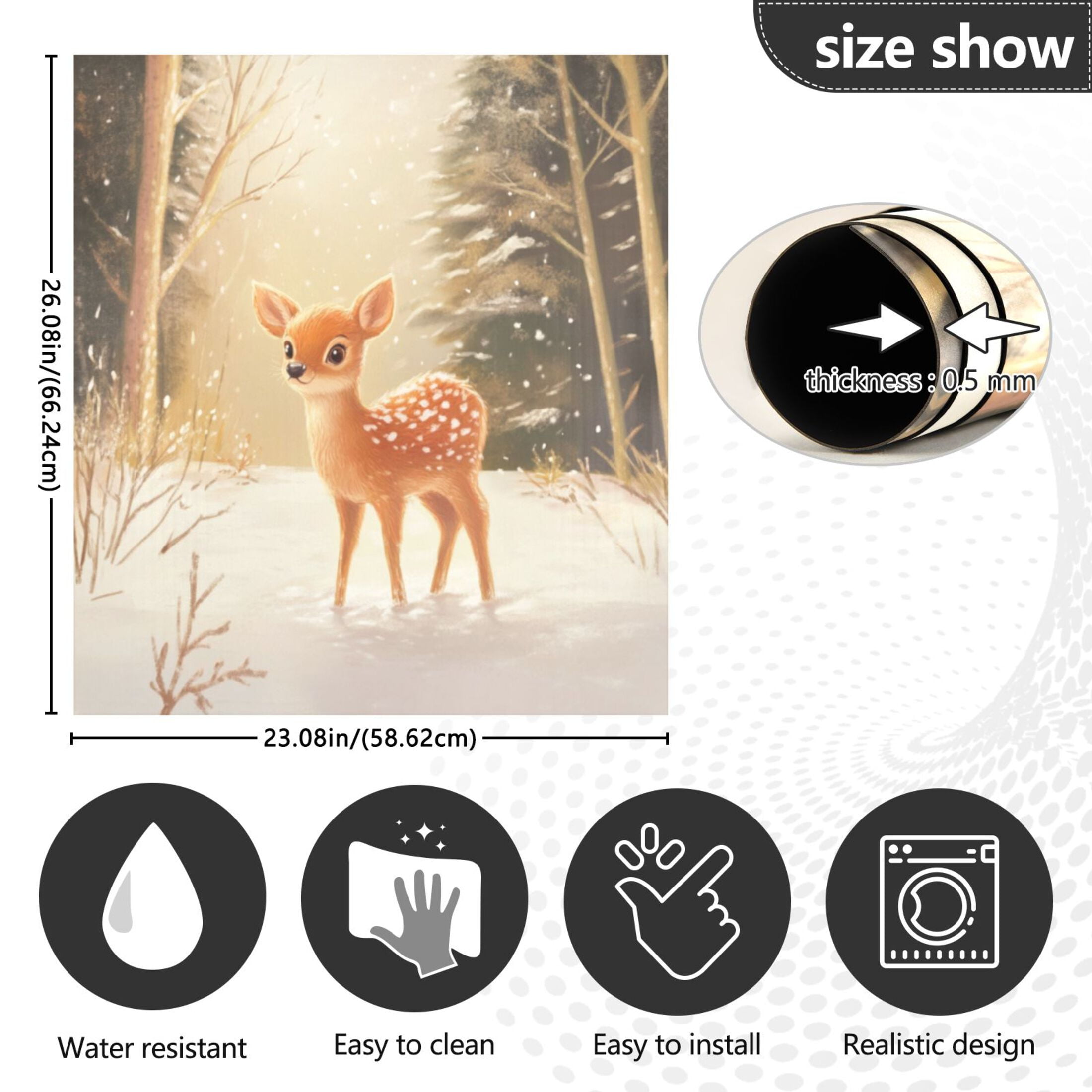 Dishwasher Magnetic Sticker 23x26 Inch Refrigerator Magnetic Sticker Washing Machine Magnetic Sticker Kitchen Panel Magnetic Sticker Home Decor Christmas Snow Deer