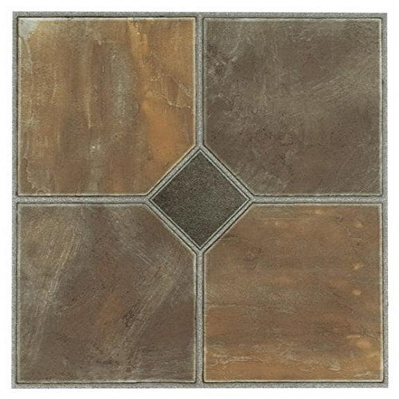 Roman Palace Collection 20 Pack of 12" x 12" Self Adhesive High Gloss (No Wax) Finish 1.2mm Thick Vinyl Tiles - Rustic