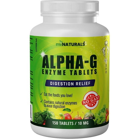 miNATURALS Digestive Enzymes for Women and Men, Bloating and Gas Relief Supplement, Natural, 150 Tablets with 10mg of Alpha Galactosidase, Easily Digest the Foods You Love