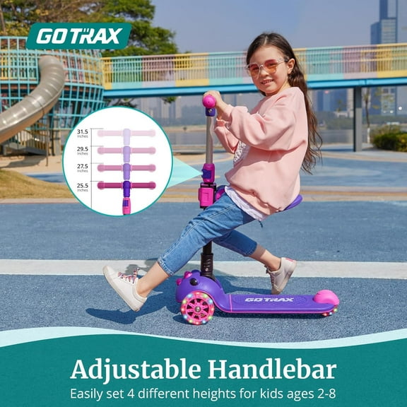 Kids Kick Scooter with Light- Wheels, Adjustable Handlebar & Removable  for Ages 2-8