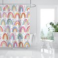 thumbnail image 2 of Rainbow Shower Curtains Boho Abstract Rainbow Shower Curtain for Bathroom Colorful Cute Kids Rainbow Bathroom Curtain Sets Waterproof Farbric for Bathroom Bathtub with Hooks, 72x72 inches, 2 of 6