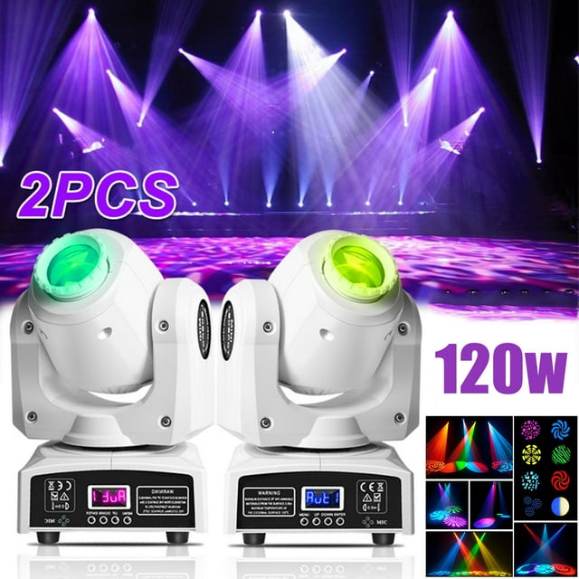 LED Moving Head DJ Light RGBW Strobe Light 8 pattern 8 colors Stage Beam Light for Party Disco 2 Pack