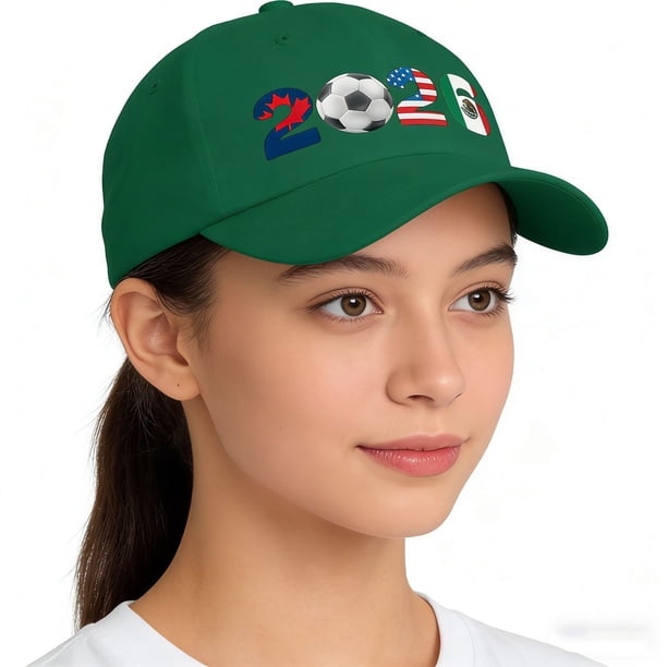 CaiYueKe 2026 Soccer Football Cap Adjustable Washed Cotton Low Profile Unstructured Baseball Hat for Men Women Supporters Fans Outdoor Sun Protection Casual Wear Game Day Tailgate Party