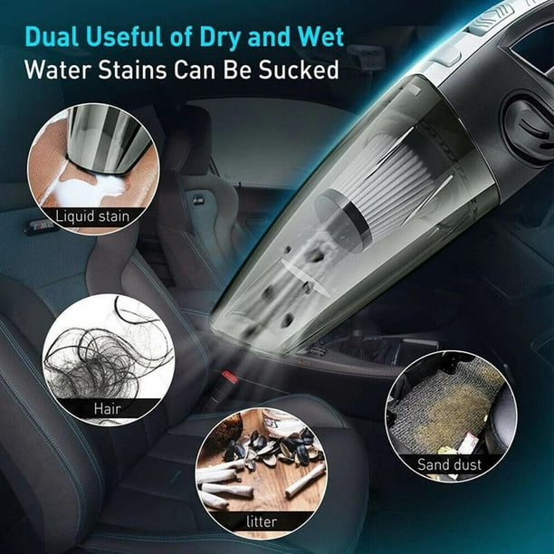 Xihbxyly Aspiradora Portátil Recargable, 120 W, Aspirador En Seco y Húmedo, Potente Succión de 4000 Kpa, Recargable Por Usb, Multiusos para El Hogar y El Coche, Tamaño Compacto, Batería de 2700 Mah,