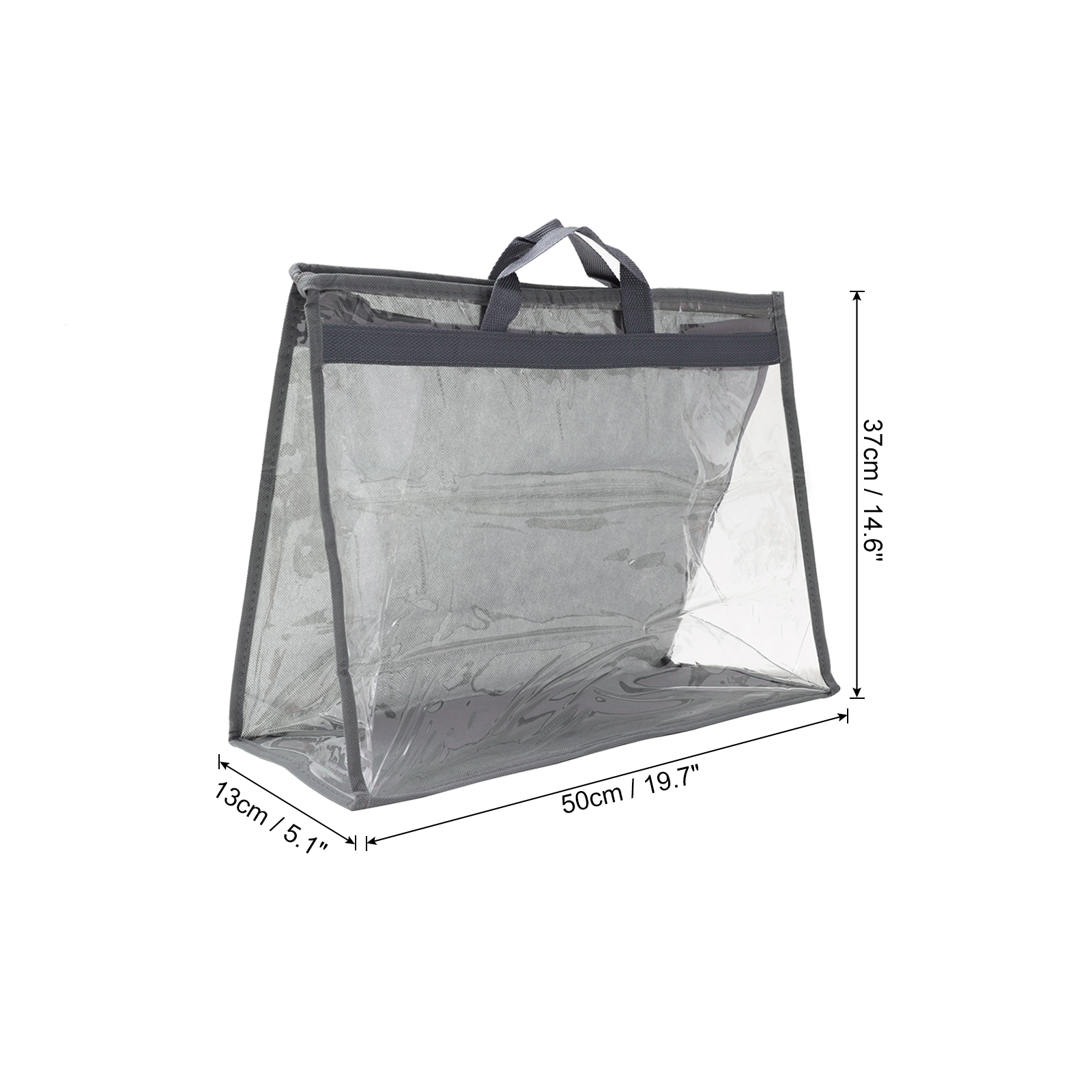 Unique Bargains Handbag Dust Bags Clear Storage Organizer Dustproof Cover Gray XXL