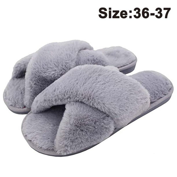 Slippers for Women Open Toe Fuzzy Fluffy House Slippers Cozy