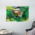 thumbnail image 1 of Sloth Tapestry, Vibrant Exotic Rainforest with Various Plants and Sloth Hanging on a Tree Wildlife, Wall Hanging for Bedroom Living Room Dorm Decor, 60W X 40L Inches, Green Brown, by Ambesonne, 1 of 2