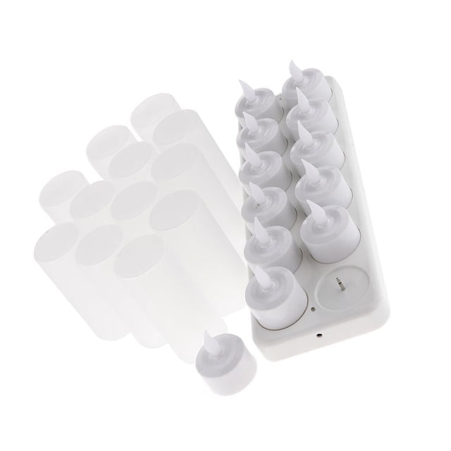 12pcs Rechargeable LED Electronic Candle Light Flameless Light LED Pillar Real Flickering Candles