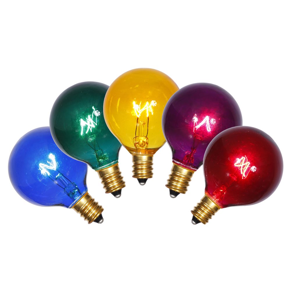 Vickerman G40 Multicolor E12 Bulbs 5/Box 7W 120V.039Amp