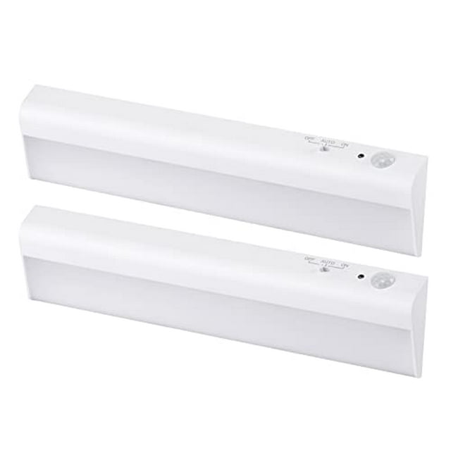 BLACK+DECKER Battery Operated Under Cabinet Lighting, Motion Sensor On/Off, Warm White LED, Stick-On Install for Kitchen & Closets - 2 Light Bars