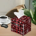 thumbnail image 4 of Renewold Sturdy and Stylish Tissue Box Holder Christmas Snowflake PU Leather Tissues Cube Box Cover Easy to Clean House Tissue Box Decorative Organizer,Black Red Buffalo Grid, 4 of 5