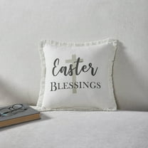 VHC Brands Risen Easter Blessings Cross Spring Easter Christian Decor Pillow for Couch Living Room Sofa 12x12