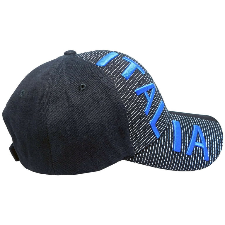Italy Italian Italia Country Letters Blue & Black 3D Embroidered Shadow Hat Cap