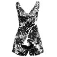 thumbnail image 6 of Womens Floral Jumpsuits Fashion Casual Cutout Bowknot Front V Neck Spaghetti Strap Fitted Wide Leg Shorts Rompers (XL, White), 6 of 6