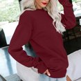thumbnail image 6 of Seasonal Long Sleeves Shirt for Women Women's Solid Plus Size Long Sleeve Pocket Blouse Sweater Tops Wine 8(L), 6 of 6