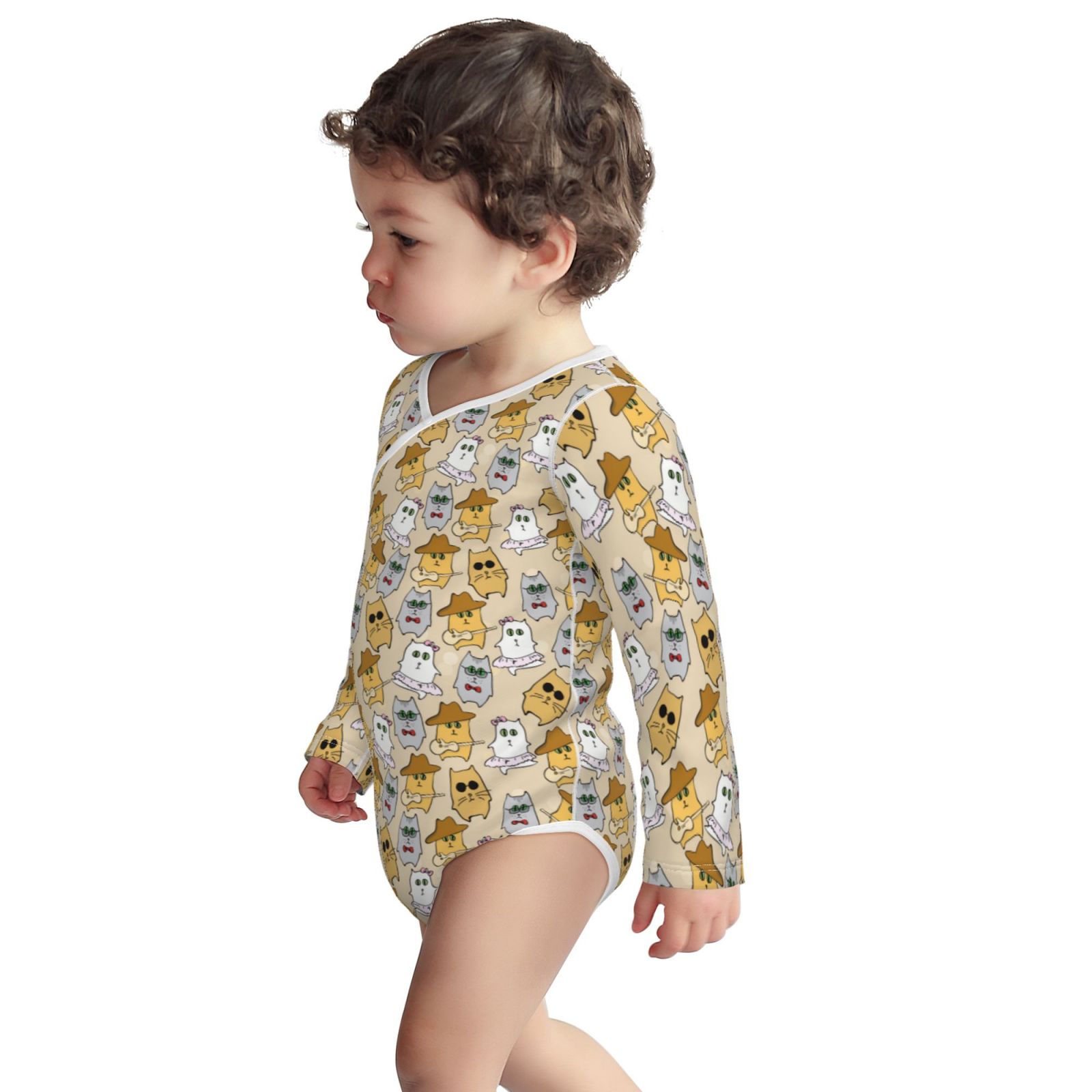 Xecao Music Dancing Cat Print Baby unisex-baby Cotton Long-sleeve Bodysuits-6 Months