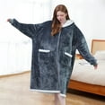 thumbnail image 4 of SHANNA Wearable Blanket Hoodie Sweatshirt Oversized Blanket Soft  2-in-1 blanket and Cushion Warm Cosy Fits All Men Women（TypeB#Gray）, 4 of 4