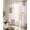 thumbnail image 5 of Boho Spring Floral Sheer Curtains 84 Inch Length 2 Panels Set for Living Room/Bedroom, Vintage Flowers Patchwork Plaid Pink Kitchen Curtains Grommet Semi-Sheer Curtains Window Treatments 52"x84"x2, 5 of 7