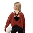 thumbnail image 6 of Summer Outfits for Toddler Girl Girls Athletic Shirts Short Sleeve Open Back Tops Active Sports Tshirts Workout Crop Tees Activewear 4-14Y, 6 of 8
