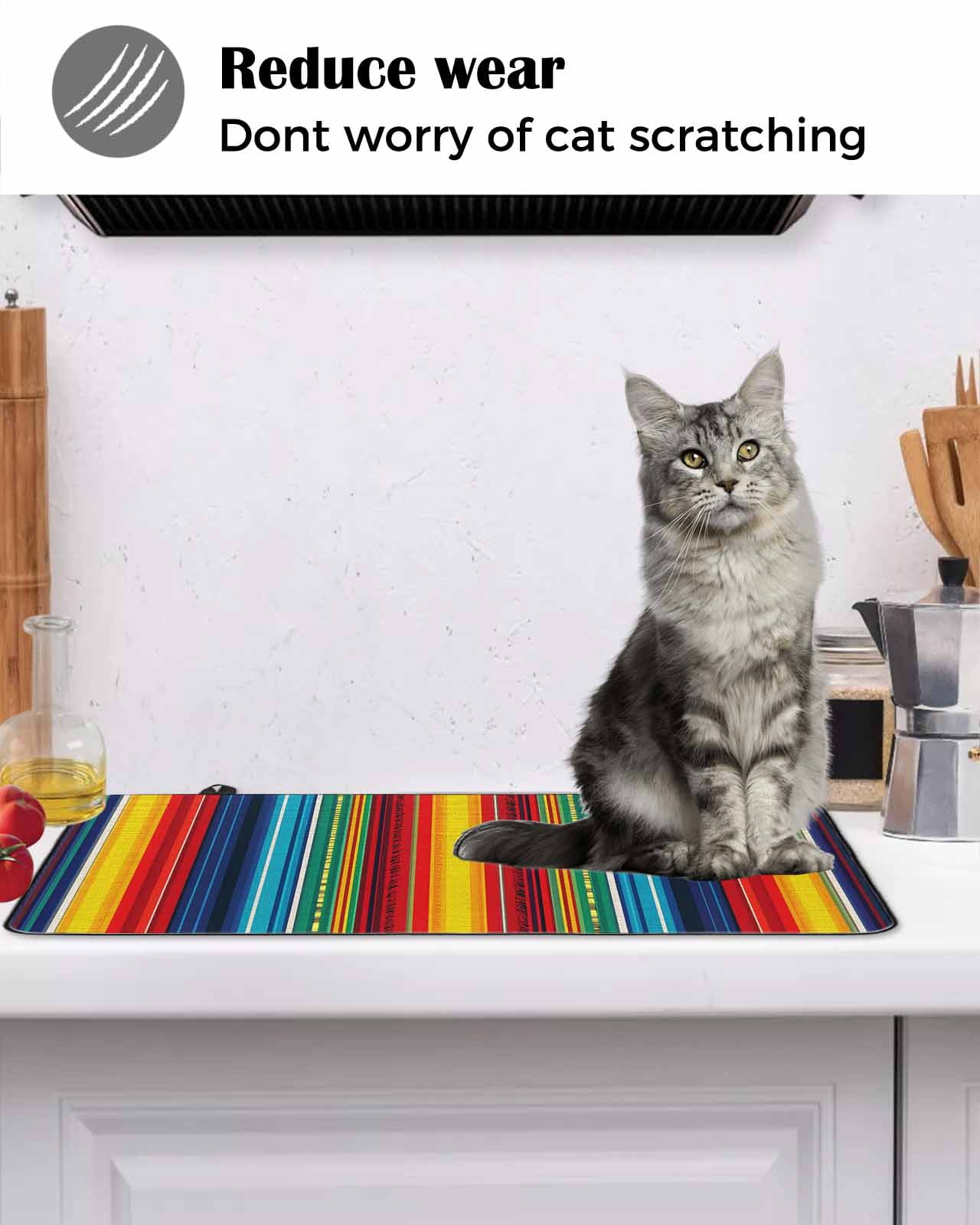 nqOlkjepod Large Induction Cooktop Protector Mat 24"x21", Abstract Vertical Striped Stove Top Covers for Electric Stove, Colorful Rainbow Stripes Retro Stove Burner Cover Mats, Glass Top Stove Cover