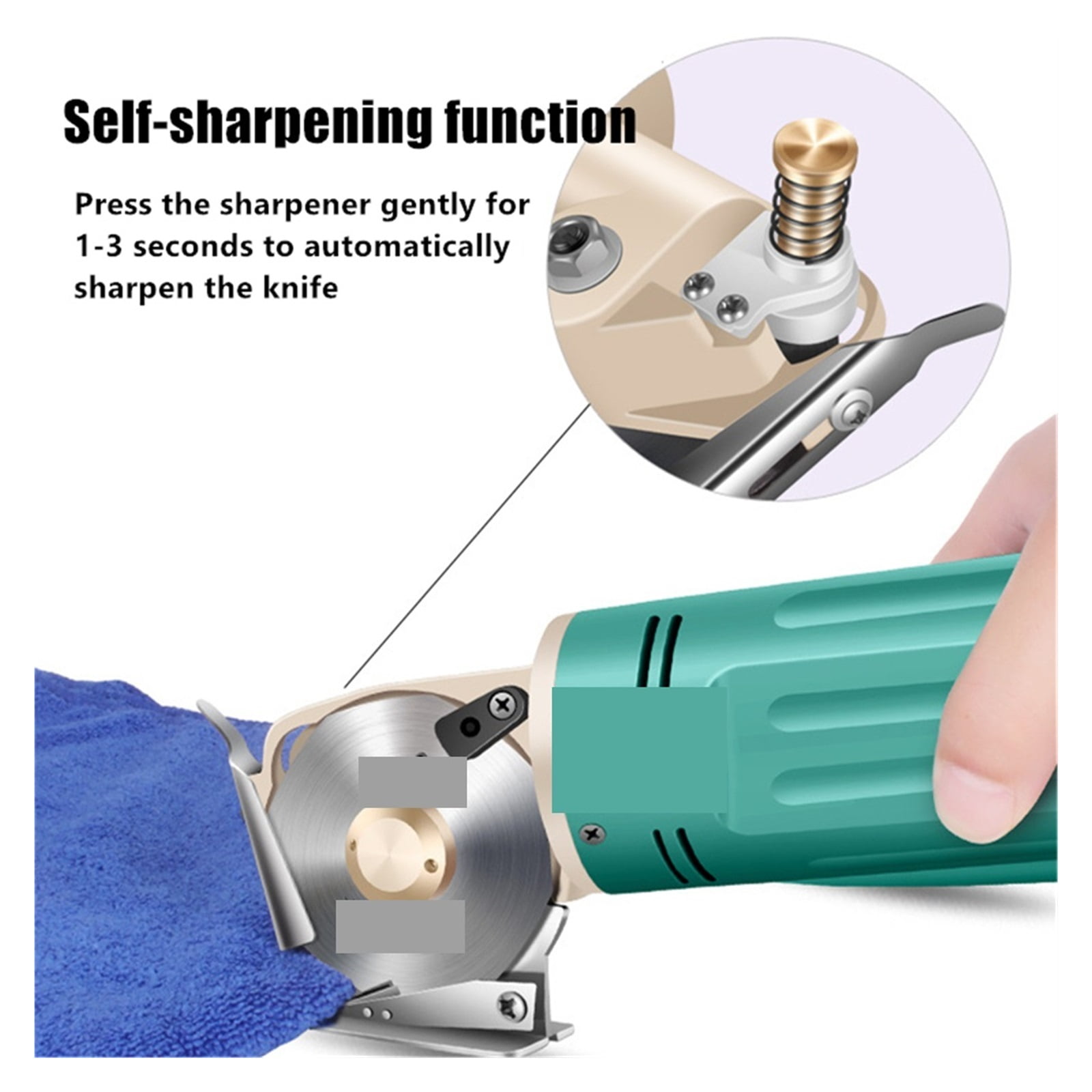 Electric Fabric Scissors Rotary Blade Fabric Tool Leather Fabric Electric Cutter Kit Cutting Saw Tool ,Sharp & Durable