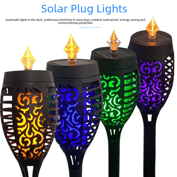 Lámpara de llama solar para exteriores, lámpara de suelo con simulación de patio, lámpara de inducción LED decorativa para jardín y césped