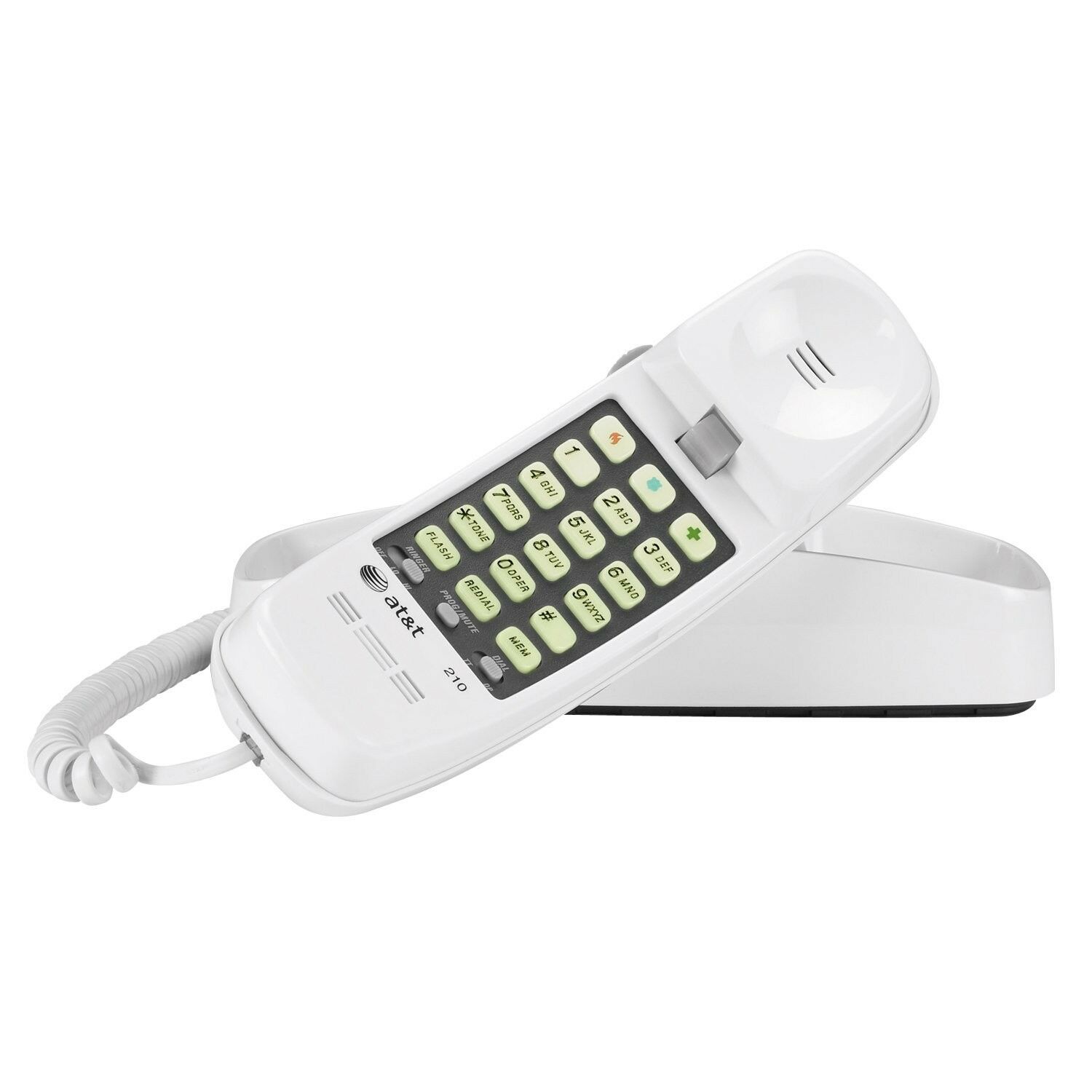 AT&T 210M Corded Phone Desk Wall Mount Trimline Telephone Handset White New - image 1 of 3
