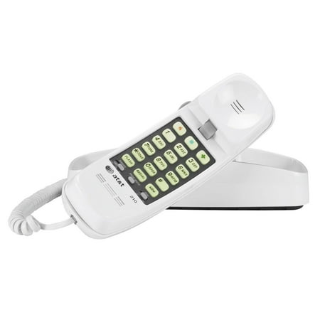 AT&T 210M Corded Phone Desk Wall Mount Trimline Telephone Handset White New