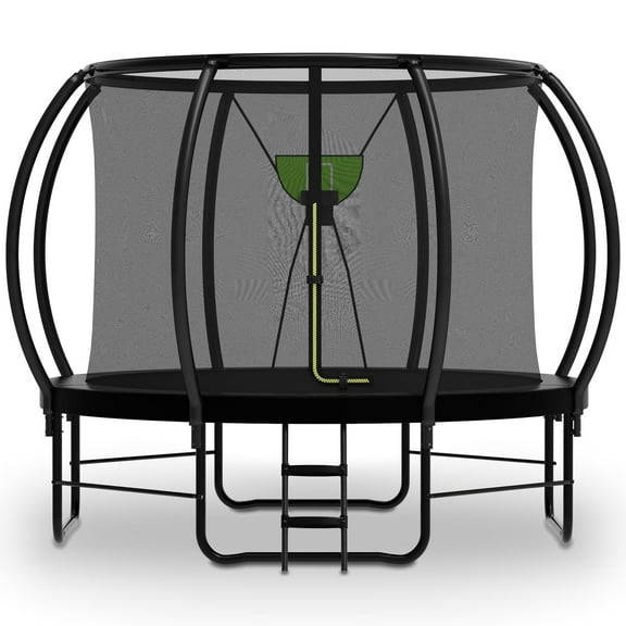 Heromate Trampoline 12FT 14FT 16FT, Recreational Trampolines with Enclosure Net and Ladder, Outdoor Anti-Rust Trampolines for Kids and Adults