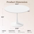 thumbnail image 3 of 42.1" Round Dining Table with MDF Top & Metal Tulip Pedestal Frame for Kitchen, Living Room, Bedroom, White, 3 of 8