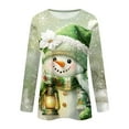 thumbnail image 4 of Fiaer Christmas Women Long Sleeve T Shirts Oversized Snowflake Snowman Crew Neck Xmas Tshirts Loose Fit Casual Fashion Holiday Tops Light Green1 S, 4 of 5