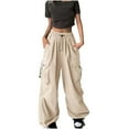 thumbnail image 3 of Frostluinai Parachute Pants for Women Baggy High Waist Cargo Pants Oversized Ruched Cinch Bottom Sweatpants Solid Fashion Y2K Streetwear Pants, 3 of 7
