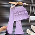 thumbnail image 2 of ZACPNCV Girls Summer Clothes 2 Piece Outfits Tank Top and Pants Sets for Kid Casual Dance Beach Purple 10-11 Years, 2 of 5